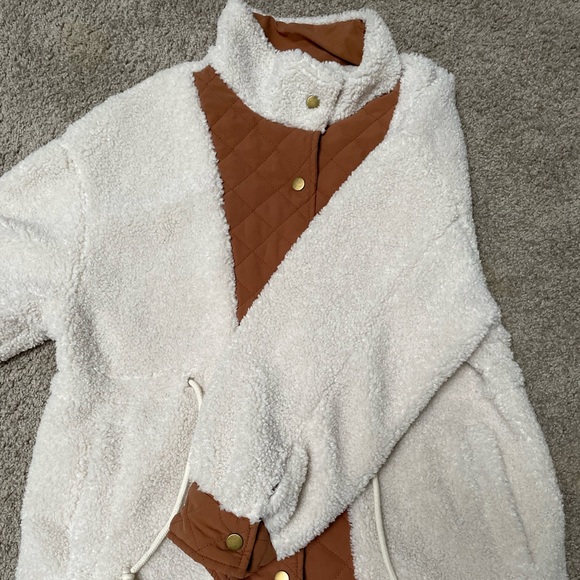 Taupe Sherpa Contrast Jacket - Picture 2 of 4